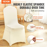 VEVOR Stretch Spandex Folding Chair Covers, Universal Fitted Chair Cover, Removable Washable Protective Slipcovers, for Wedding, Holiday, Banquet, Party, Celebration, Dining (100PCS Beige)
