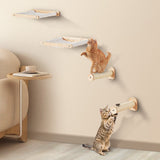 VEVOR Wall Mounted Cat Shelves, Cat Wall Shelves and Perches with Jumping Posts & Hammocks, Cat Furniture Set up to 40 lbs, Removable & Washable Coral Fleece for Sleeping, Playing, Climbing, Set of 4