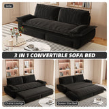 73.2" Queen Pull Out Sofa Bed,3-in-1 Convertible Sleeper Sofa,Multi-Functional Velvet Loveseat Bed,Black(Old Sku:W1885S00050/W1885S00195)