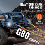 VEVOR G80 V Bridle Chain, 5/16" x 2' Towing Chain Bridle with 15" J Hooks and Grab Hooks, Heavy Duty Transport Tow Chain Bridle with 10800 lbs Safe Working Load for Flatbed Truck Wrecker Recovery