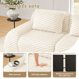 114" Modern L-Shaped Modular Sectional Sofa for Living Room,Flannelette Fabric,Oversized 3-Seater Couch,Deep Seat,Boneless sofa ,Movable Ottoman,Buckle connection,Anti-slip Design,No Assembly,Cream