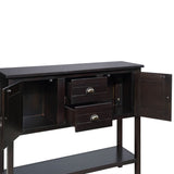 48'' Solid Wood Sideboard Console Table with 2 Drawers and Cabinets and Bottom Shelf, Retro Style Storage Dining Buffet Server Cabinet for Living Room Kitchen Dining Room (Espresso