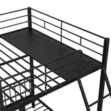 Full Over Twin & Twin Bunk Bed, Metal Triple Bunk Bed with Drawers and Guardrails