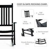 Wooden Outdoor Rocking Chair with Armrests, High Back for Garden, Patio, Balcony, Porch, Black