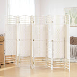Chic 8-Panel Privacy Room Divider - Lightweight Folding Screen for Home Office & Interior Decor, Wave Fiber Design in White