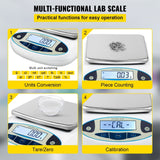 VEVOR Analytical Balance, 5000g x 0.01g Accuracy Lab Scale, High Precision Electronic Analytical Balance, 13 Units Conversion, Counting Function, LCD Display, for Lab University Jewelry