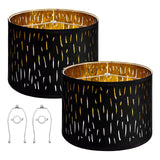 VEVOR Drum Lamp Shade 2 Set, 13 in Top x 13 in Bottom x 10 in High, Medium Drum Lampshade with Harp, Replacement Lamp Shade for Table Lamps Floor Lamps Pendant Lights, Black Hollow-carved Design