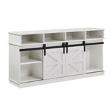 TV Stand Sliding Barn Door Modern&Farmhouse Wood Entertainment Center, Storage Cabinet Table Living Room with Adjustable Shelves for TVs Up to 65",White