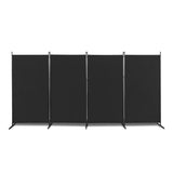 6FT 4-Fold 160g Polyester Fabric Plastic Foot Carbon Steel Frame Foldable Screen Black