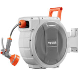 VEVOR Retractable Garden Hose Reel, 1/2 Inch x 65 ft Wall Mounted Hose Reel, Heavy Duty Garden Hose Reel with 9 Patterns Nozzle, Any Length Lock, Upgraded Slow Return System and 180°Swivel Bracket