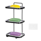 Soap Dish Soap Bar Holder Square Soap Rack Wall Mounted S Bar Shower Bathroom Self with 2 Hooks