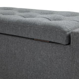 Linen Upholstered Storage Ottoman with Lift-Top Design Space-Saving Gray