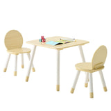 VEVOR Kids Table and 2 Chairs Set, Toddler Table and Chair Set with Rounded Edge Design & Graffiti Desktop, Wooden Desk for Art, Craft, Reading, Learning, Drawing, Classroom/Daycare/Home, Burlywood