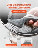 VEVOR Soap Dispensing Dish Brush, Kitchen Scrub Brushes with 3 Brush Heads, Dish Cleaning Brushes with PP Handle and Curved Bristles, Ideal for Pots, Pans, Sink and Stove
