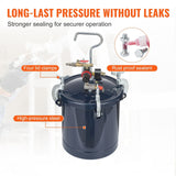 VEVOR Spray Paint Pressure Pot Tank, 10L/2.5gal Air Paint Pressure Pot, 1.5mm+4mm Two Nozzles Two Spray Paint Guns, 60PSI Max, for Industry Home Decor Architecture Construction Automotive Painting