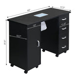 MDF Single Door 4 Drawers With Fan Black Nail Table