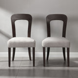 Dining Chairs Set of 2, Upholstered Kitchen Side Chairs with Gray Fabric Seating Dark Brown Solid Rubber Wood Legs, 330 LBS Weight Capacity