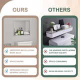 Brushed Stainless Steel Wall Shower  Niche , Double Recessed Shower Shelf for Bathroom
