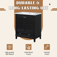 30\" Bathroom Vanity with Sink Combo, Multi-functional Bathroom Cabinet with Doors and Drawer, Solid Frame and MDF Board