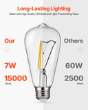 VEVOR 6 Pack Edison Bulbs LED, ST19 Vintage Edison Light Bulbs, 7W Dimmable 800 Lumens, 2700K Warm White, E26 Base LED Filament Bulb, Antique Glass Style for Home, Bedroom, Office, Farmhouse