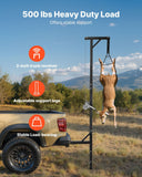 VEVOR Truck Hitch Game Hoist, 500 lbs Load Capacity, Hunting Deer Hoist with 2-inch Receiver, 360-Degree Swivel Shaft & Adjustable Height, Includes Gambrel Winch for Skinning & Cleaning Game
