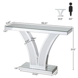 Mirror console table, modern entrance table, foyer table, storage desk, unique V-shaped design