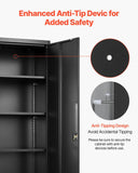 VEVOR Metal Storage Cabinet, 68.9 in Lockable Steel Garage Cabinet with 4 Adjustable Shelves, 2 Magnetic Doors, 2 Keys, 5 Tiers Tool Storage for Pantry, Warehouse, Basement, Laundry, Office, Black