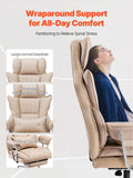 VEVOR Executive Office Chair with Footrest, 400lb Capacity Office Chair with Lumbar Pillow & Removable Armrests, Heavy Duty Ergonomic Chair, PU Leather Reclining Home Office Desk Chairs, Brown