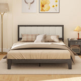 Queen Size Bed Frame with Headboard Queen Platform Bed Frame with Wooden Slats No Box Spring Needed Easy Assembly Walnut
