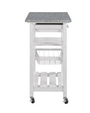 Mobile Rolling Kitchen Island Trolley Serving Cart with Underneath Drawer & Slide-Out Wire Storage Basket