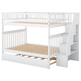 Full over Full Bunk Bed with Trundle and Staircase