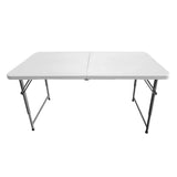 Techni Home 4 FT Granite White Adjustable Height Folding Table with Easy-Carry Handle