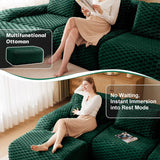 114" Modern L-Shaped Modular Sectional Sofa for Living Room,Flannelette Fabric,Oversized 3-Seater Couch,Deep Seat,Boneless sofa,Movable Ottoman,Buckle connection,Anti-slip Design,No Assembly,Green
