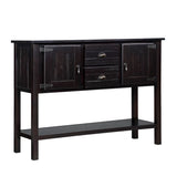 48'' Solid Wood Sideboard Console Table with 2 Drawers and Cabinets and Bottom Shelf, Retro Style Storage Dining Buffet Server Cabinet for Living Room Kitchen Dining Room (Espresso
