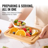 VEVOR Cutting Board, 3 Pieces, Premium Versatile Bamboo Cutting Board with Food-Grade Oil and Juice Groove,Sturdy & Durable Chopping Board with Built-in Handle, Fit for Display, Chopping & Serving
