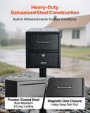 VEVOR Post Mount Mailbox, Anti-Pry & Anti-Theft Mailboxes for Outside, Heavy Duty Lockable Mail Box with Magnetic Door, Weather-Resistant Metal Post Box for House Outside 21.06 x 10.63 x 11.22 in