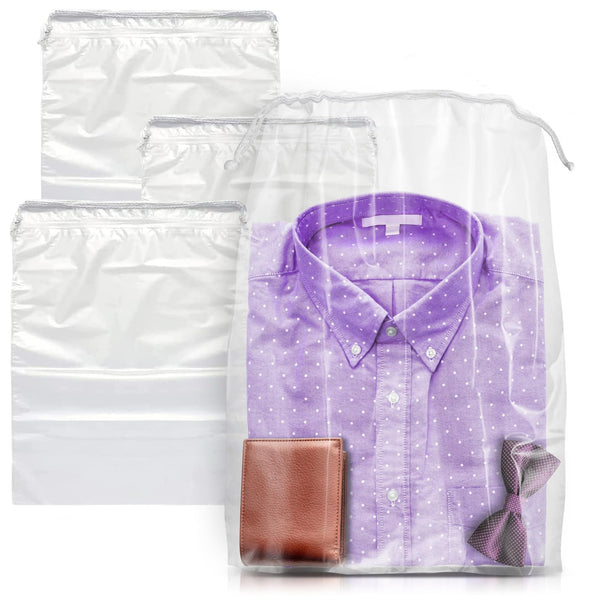 Clear Drawstring Bag, 9 x 12 Inches. Pack of 50 Clear Plastic Drawstring Bags. 2 Mil Drawstring Clear Plastic Bags. Waterproof Clear Plastic Bags Drawstring for Cosmetics, Toiletries