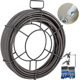 VEVOR Drain Cleaning Cable 75 Feet x 3/8 Inch Solid Core Cable Sewer Cable Drain Auger Cable Cleaner Snake Clog Pipe Drain Cleaning Cable Sewer Drain Auger Snake Pipe