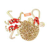 VEVOR G80 V Bridle Chain, 5/16" x 3' Towing Chain Bridle with R Hooks, T Hooks, J Hooks and Grab Hooks, Transport Tow Chain Bridle with 10800 lbs Safe Working Load for Flatbed Truck Wrecker Recovery