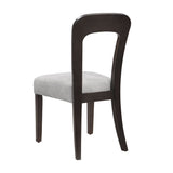 Dining Chairs Set of 2, Upholstered Kitchen Side Chairs with Gray Fabric Seating Dark Brown Solid Rubber Wood Legs, 330 LBS Weight Capacity