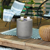 Chic Lightweight Round Side Table - Elegant Concrete Finished Accent Table in Light Gray