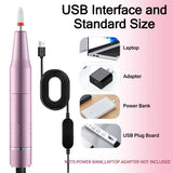 30000RPM USB Nail Drill Machine for Acrylic Nail Gel Polish Milling Smoothing Calluses Manicure Machine Nail Art Salon Equipment (Pink)
