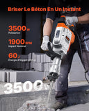 VEVOR Demolition Jack Hammer, 3500W Jack Hammer Concrete Breaker, 1900 BPM Heavy Duty Electric Jack Hammer, 2pcs Chisel with Gloves & 360 Celsius Swiveling Front Handle