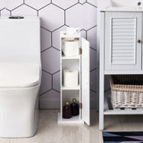 Toilet Paper Storage Cabinet 26" Narrow Bathroom Organizer Floor Standing White