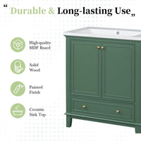 30\" Bathroom Vanity with Sink Combo, Multi-functional Bathroom Cabinet with Doors and Drawer, Solid Frame and MDF Board