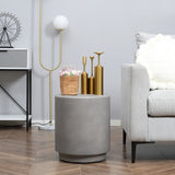 Chic Lightweight Round Side Table - Elegant Concrete Finished Accent Table in Light Gray