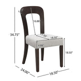 Dining Chairs Set of 2, Upholstered Kitchen Side Chairs with Gray Fabric Seating Dark Brown Solid Rubber Wood Legs, 330 LBS Weight Capacity