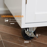 Space-Saving Kitchen Island Trolley with Storage Drawer, Towel Rack & Smooth Rolling Design in Classic White