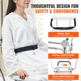 VEVOR Sliding Tub Transfer Bench, Height Adjustable Bathtub Transfer Bench with Cut-Out Seat, Reversible Backrest & Safety Belt, Non-Slip Shower Chair for Elderly Disabled Handicap, 400LBS Capacity