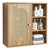 VEVOR Bathroom Wall Cabinet, Door and Adjustable Shelf with 5 Height Levels, Over the Toilet Storage Medicine Cabinet Wall Mounted, Hanging Organizer with Shelves for Laundry Room Kitchen Restroom